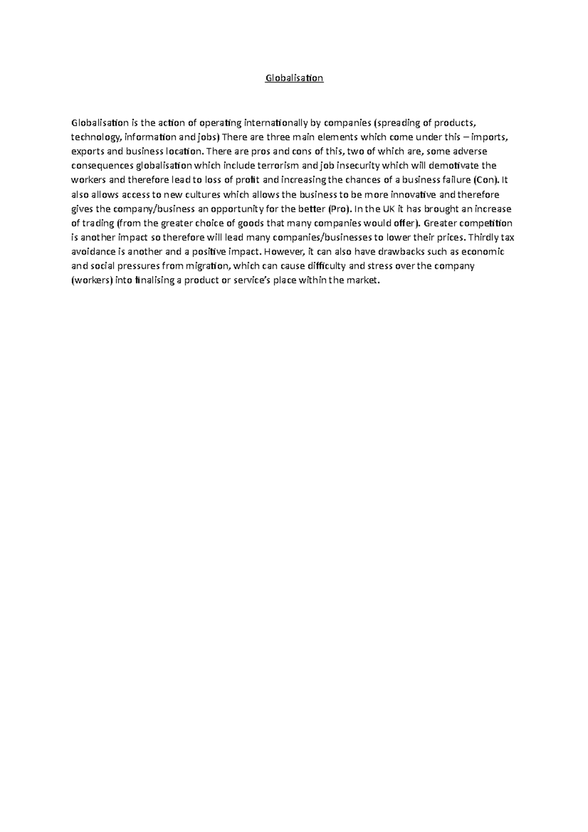 Globalization '' assignments picture