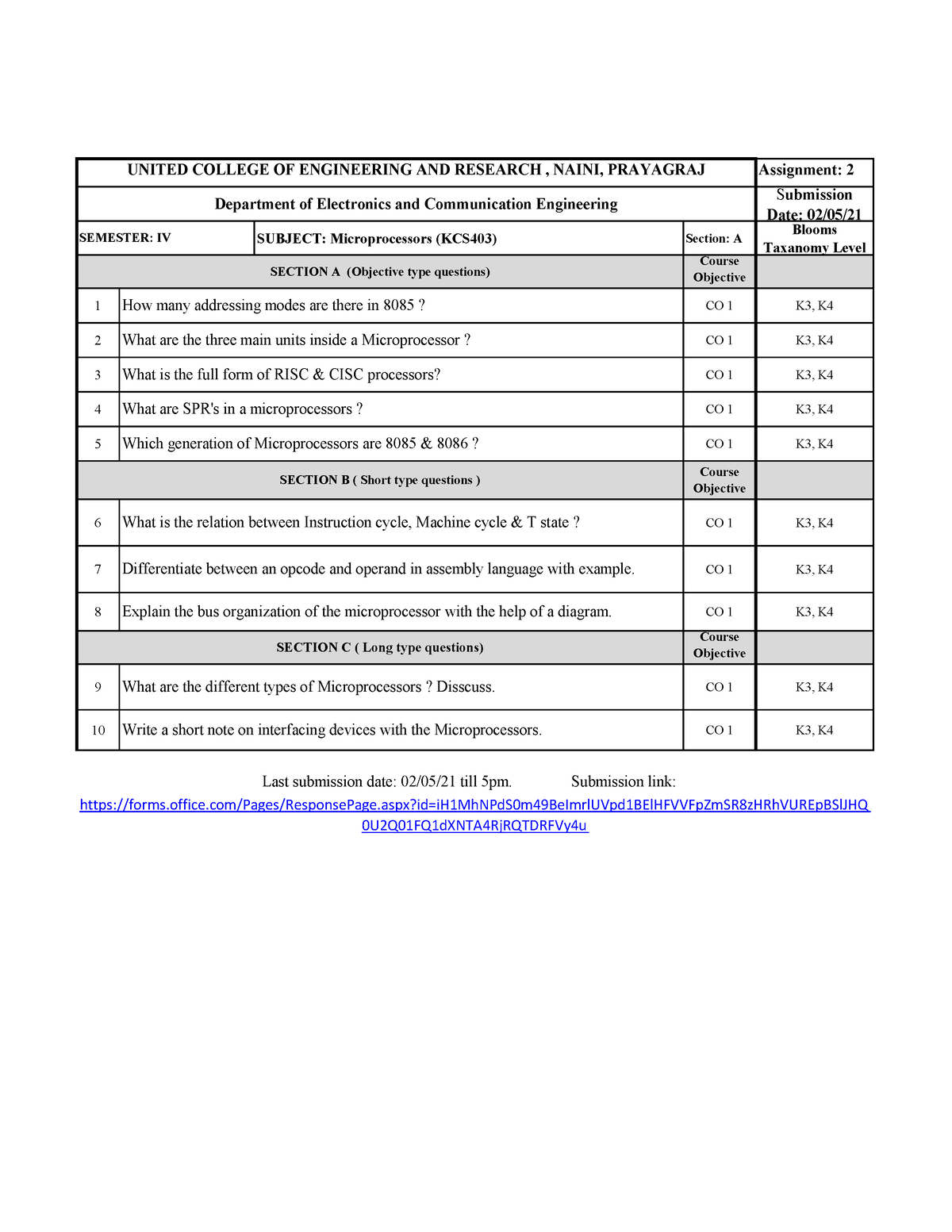 microprocessor assignment