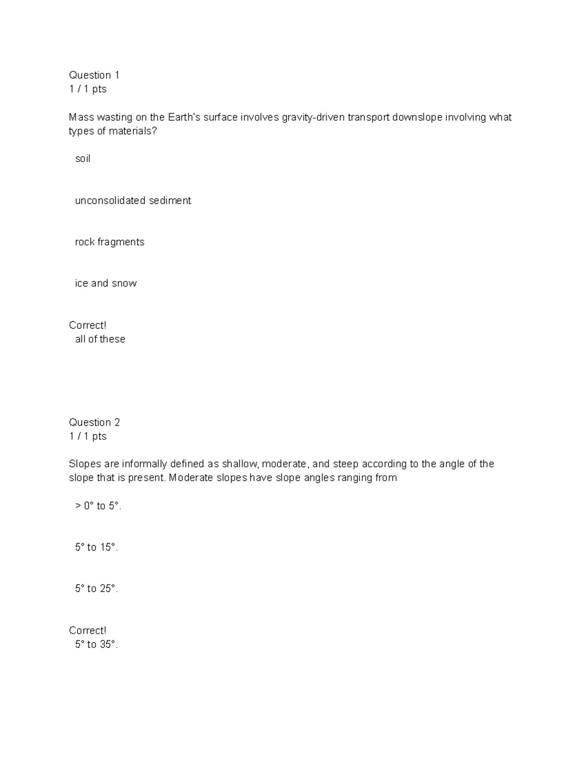 Mass Wasting And Slope Stability Quiz - Studocu