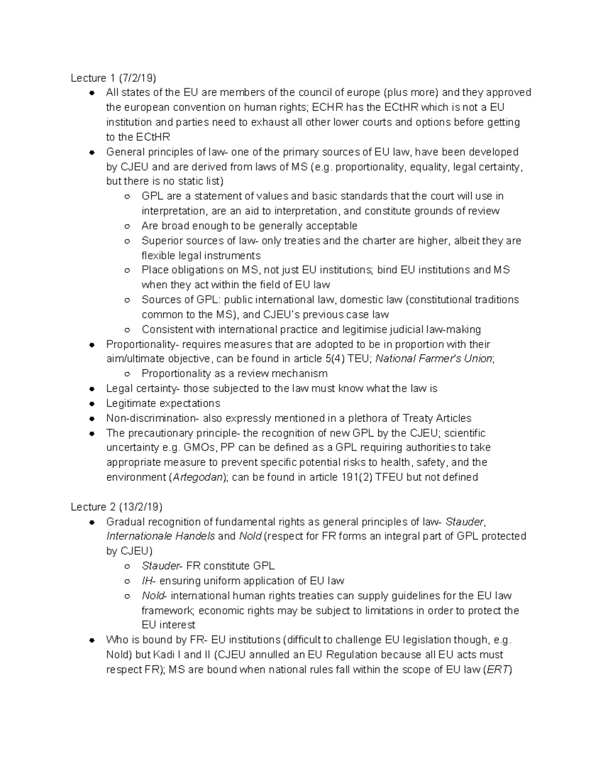 Fundamental Rights Lecture Notes - Lecture 1 (7/2/19) All states of the ...