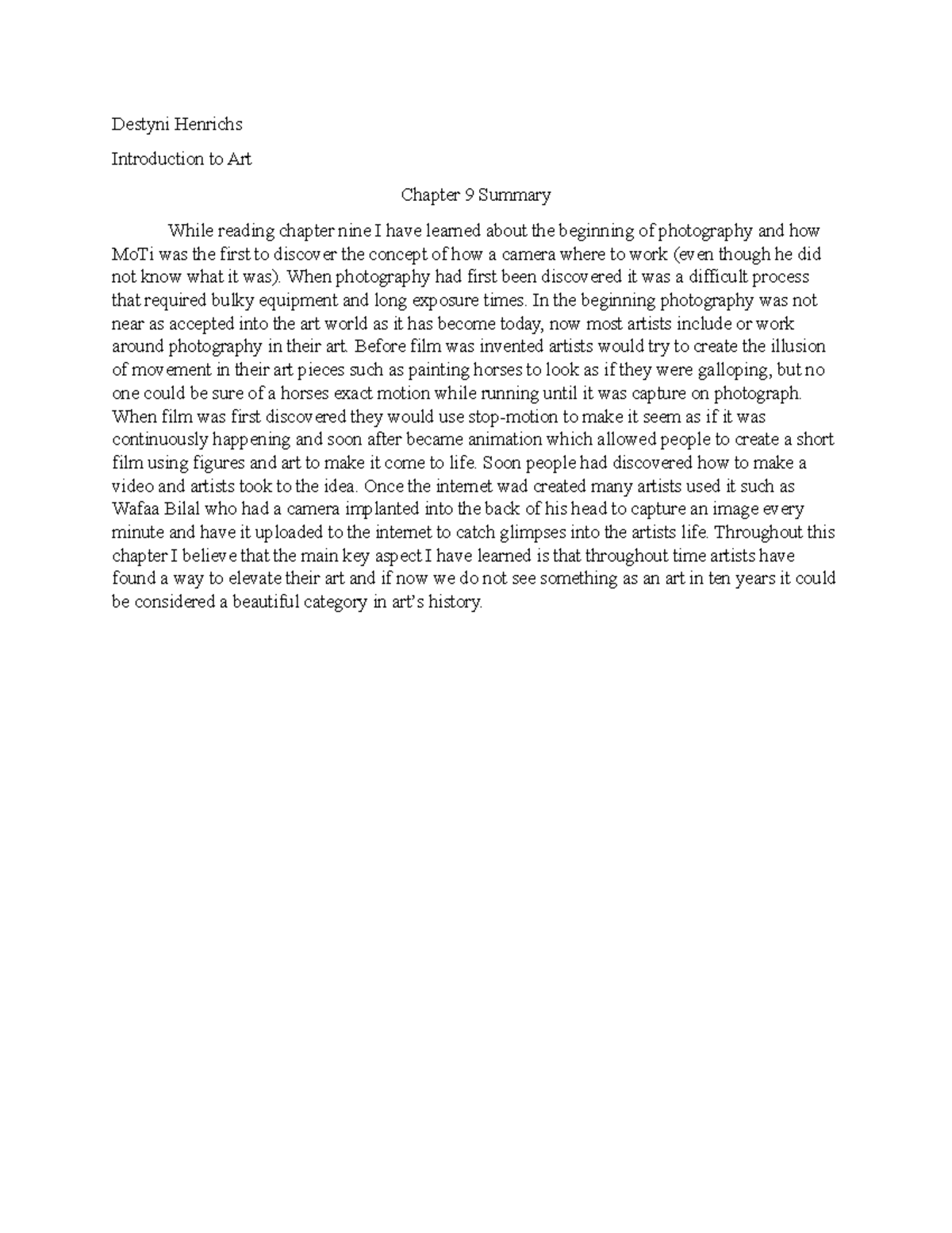 Chapter 9 Summary - Destyni Henrichs Introduction to Art Chapter 9 ...