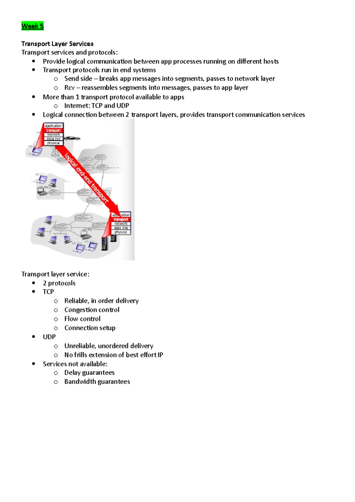Network Fundamentals Final exam lecture notes Week 5 Transport