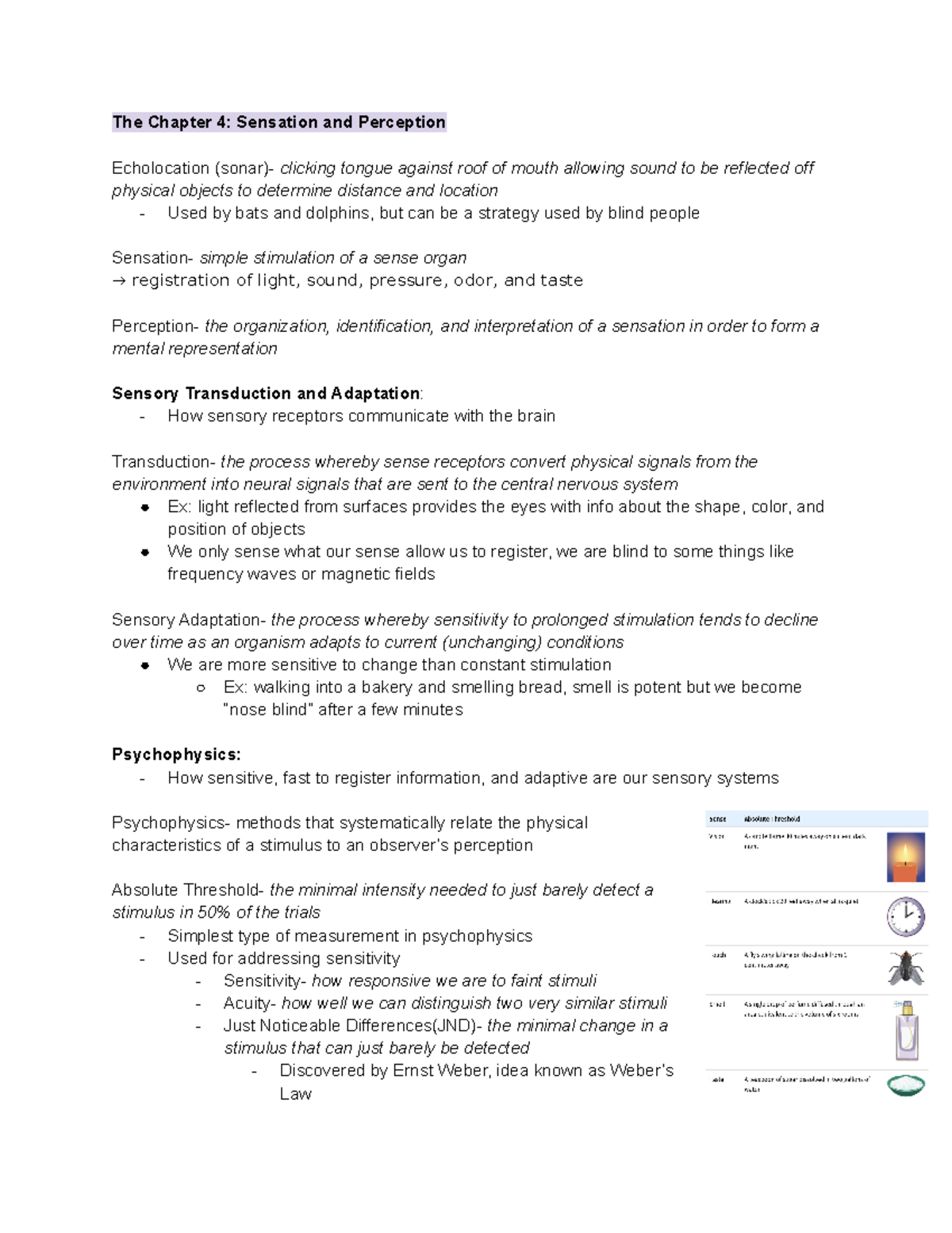 Psych textbook notes 4,5,7 - The Chapter 4: Sensation and Perception ...