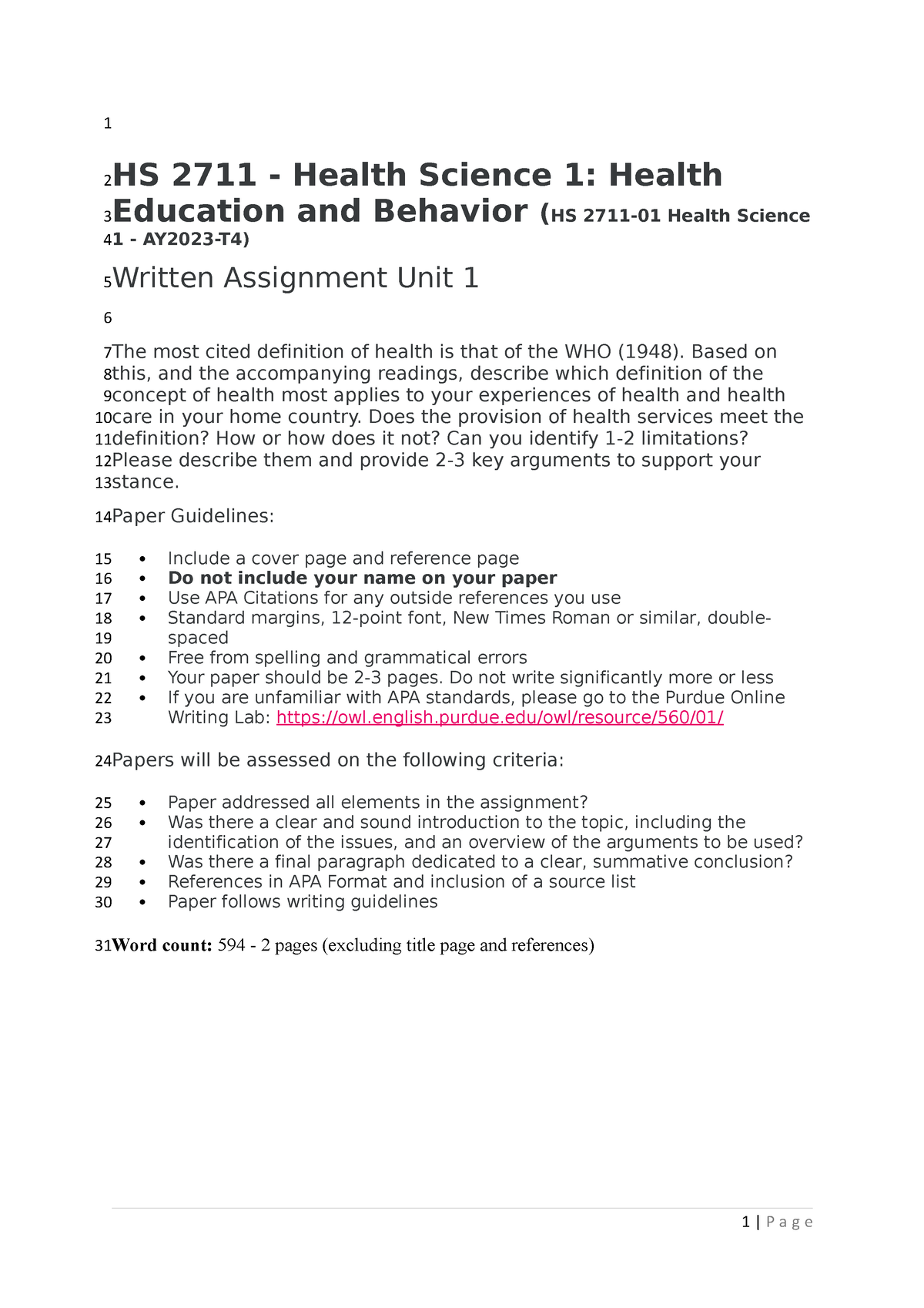 hs 2711 written assignment unit 1