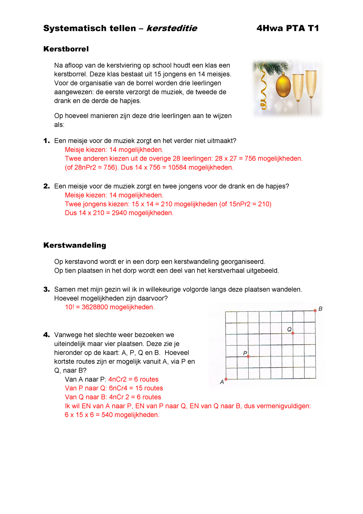 4VWO Oefentoets H1 Systematisch Tellen - Uitwerkingen - Systematisch ...