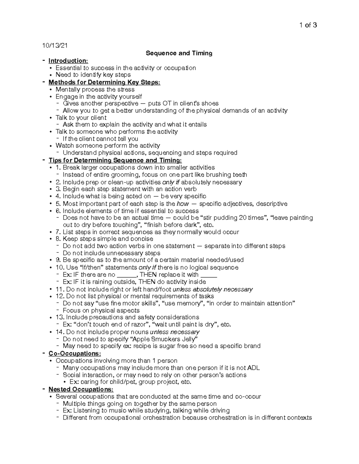 Sequence Timing and Context - of 1 3 10/13/ Sequence and Timing ...