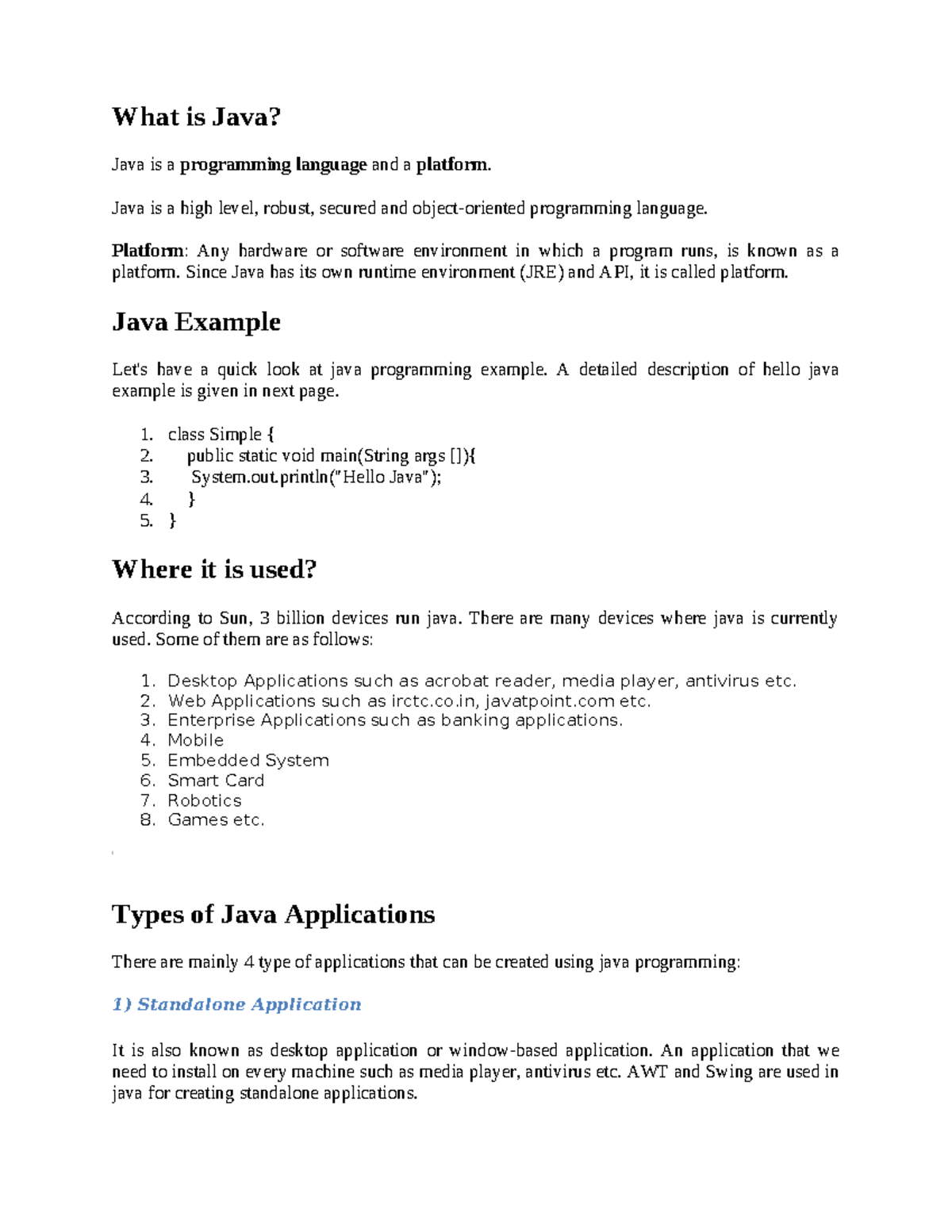 01 What is Java - What is Java? Java is a programming language and a ...