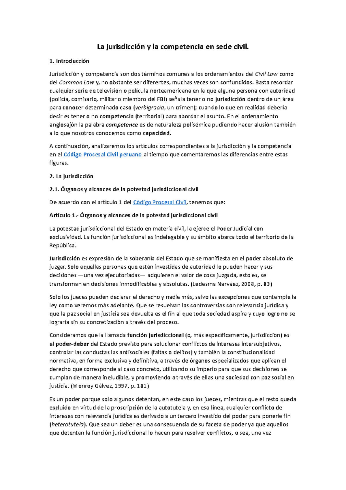 La jurisdicción y la competencia en sede civil - Introducción ...