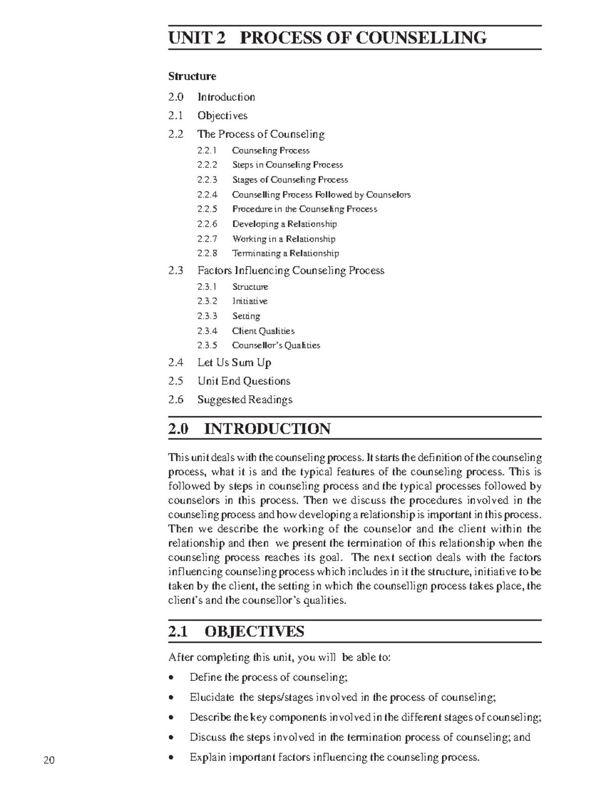 Module 2p1 - Introduction UNIT 2 PROCESS OF COUNSELLING Structure 2 ...