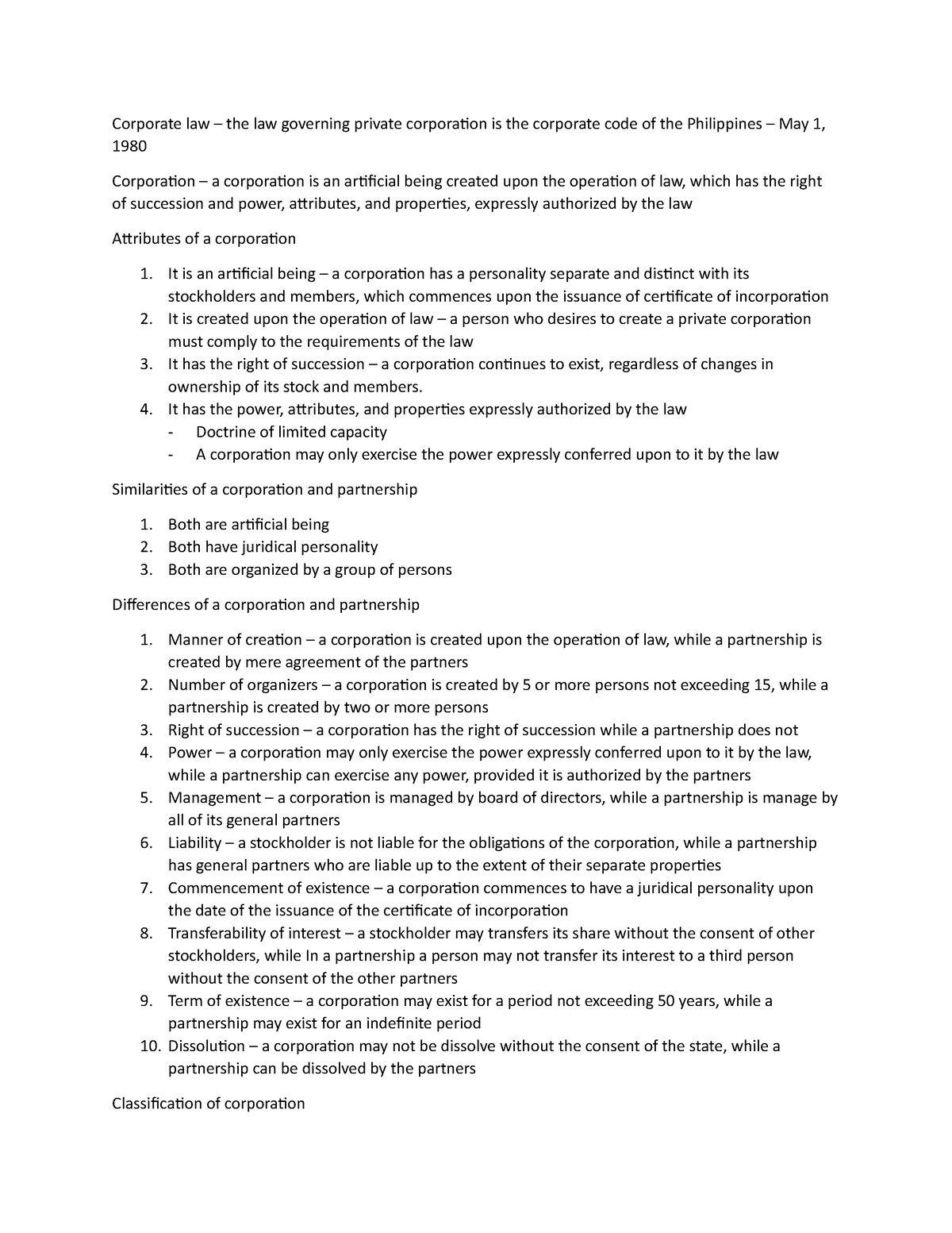 Business law and regulation - midterm - Corporate law – the law ...