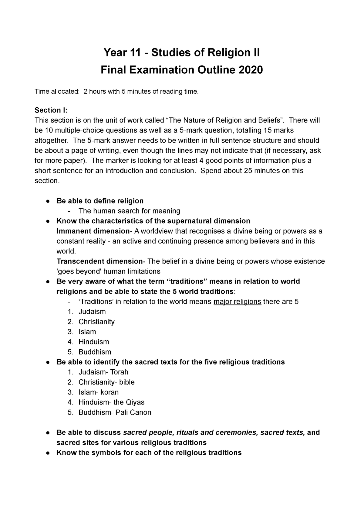 year-11-studies-of-religion-ii-final-examination-outline-2020