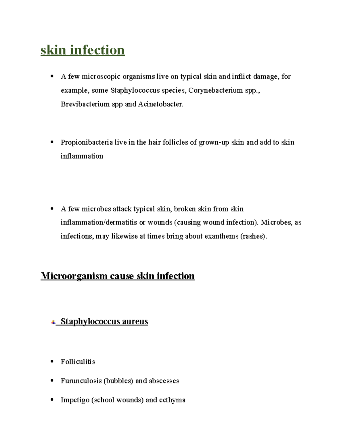 Bacterial Skin Infection Skin Infection A Few Microscopic Organisms