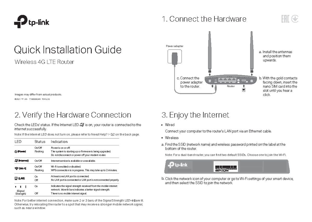 7106509349 4G LTE router QIG V1 - Quick Installation Guide Wireless 4G ...