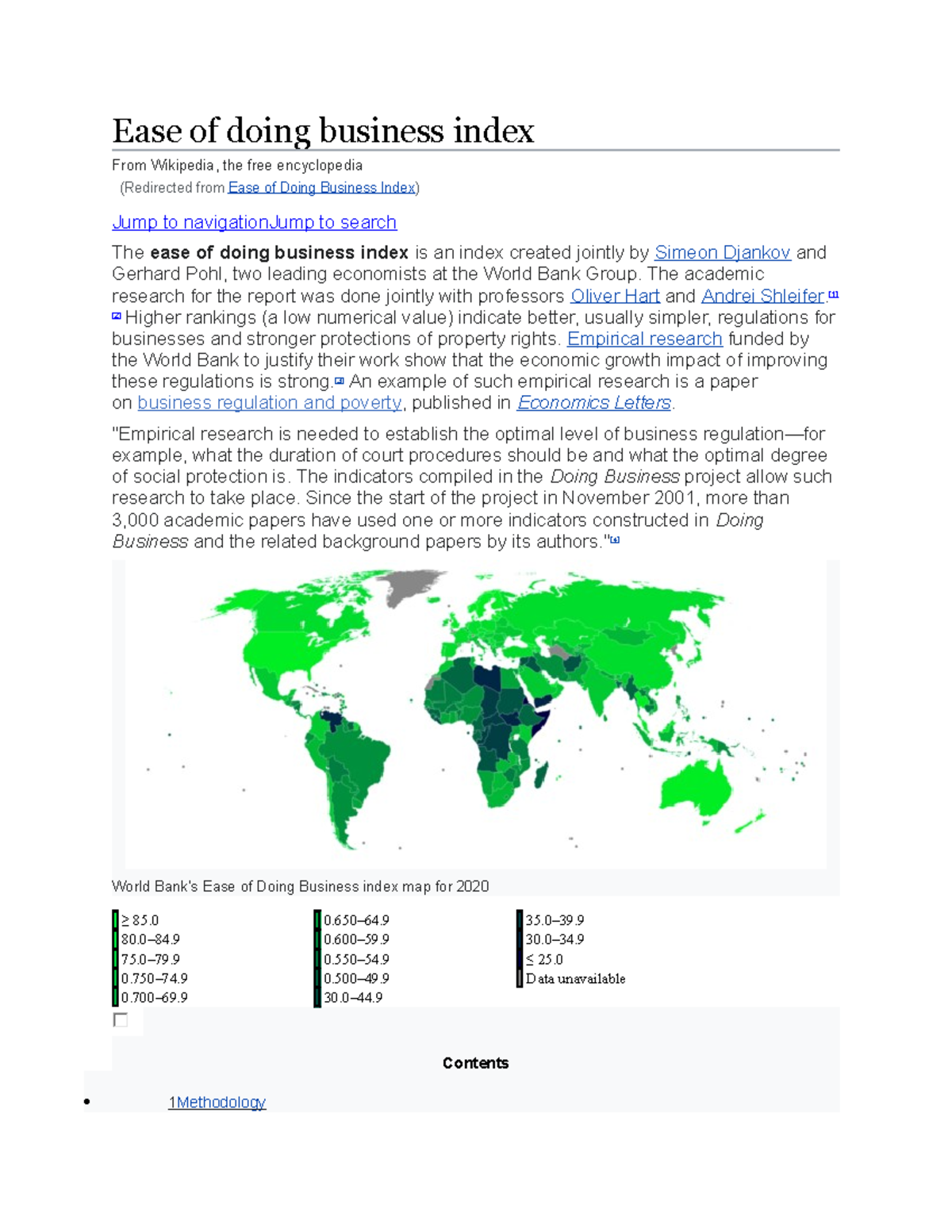 Ease of doing business index - The academic research for the report was ...