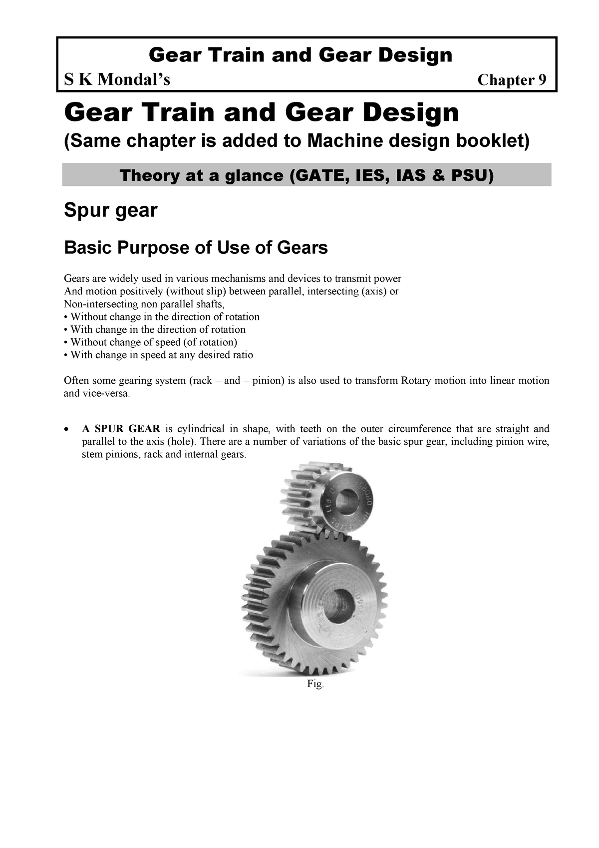 TYPES OF GEAR TRAIN AND ITS DESIGN - S K Mondal’s Chapter 9 Gear Train ...