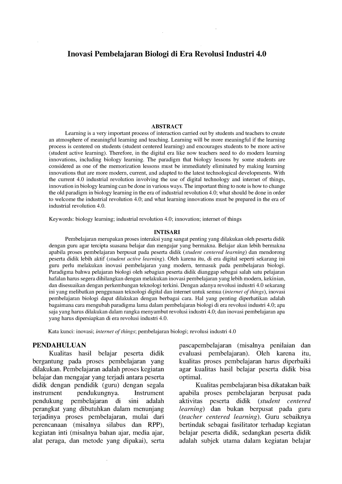 Inovasi Pembelajaran Biologi Di Era Revolusi Industri 4.0 - Prosiding ...