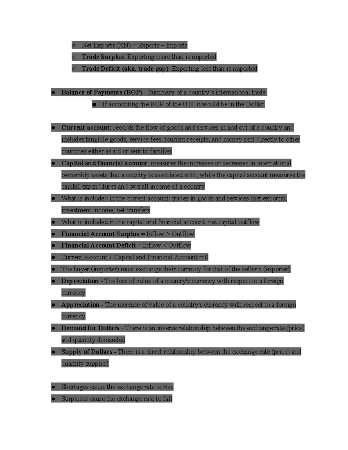 Macro Unit 6 Quizlet Net Exports (XN) = Exports Imports Trade