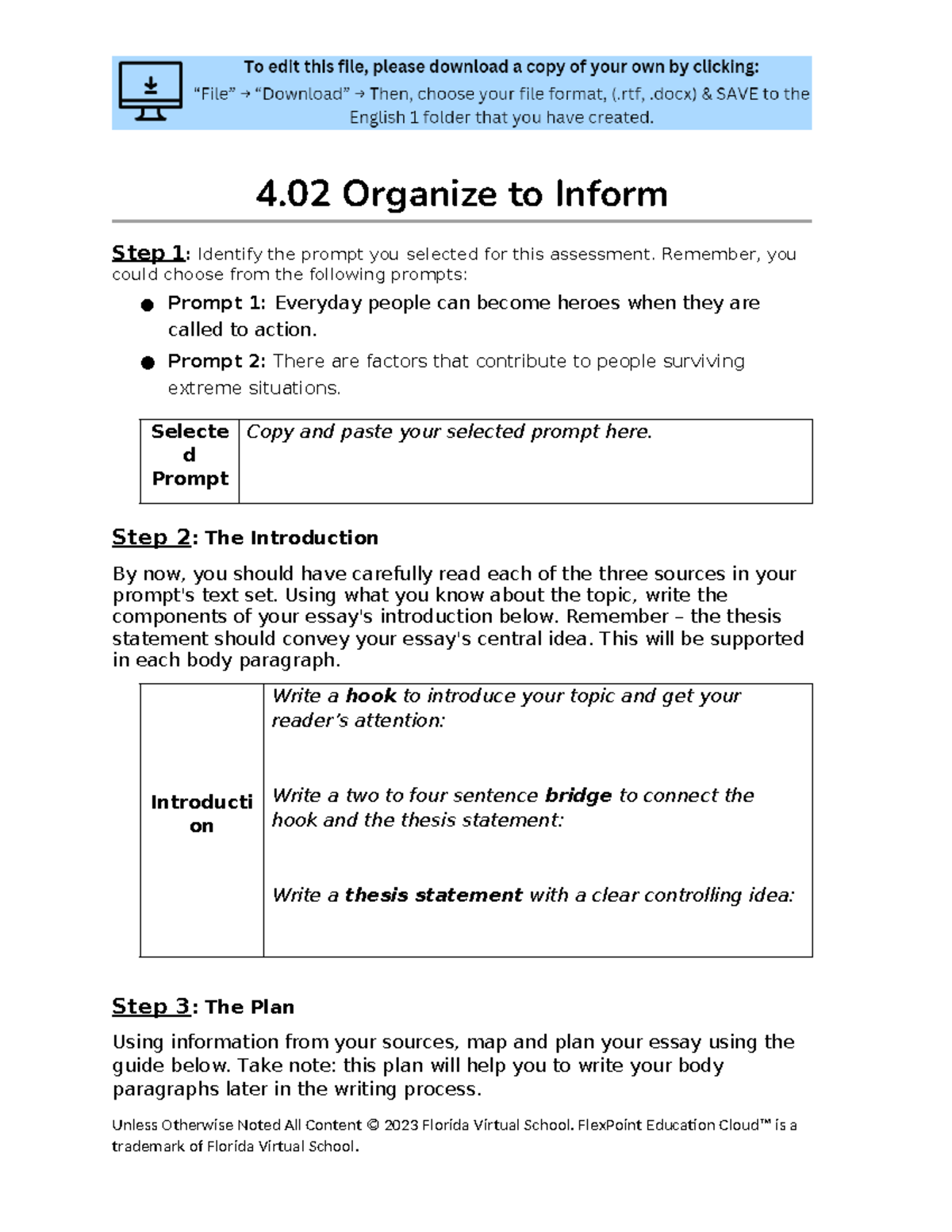 4.02 Organize to Inform - 4 Organize to Inform Step 1: Identify the ...