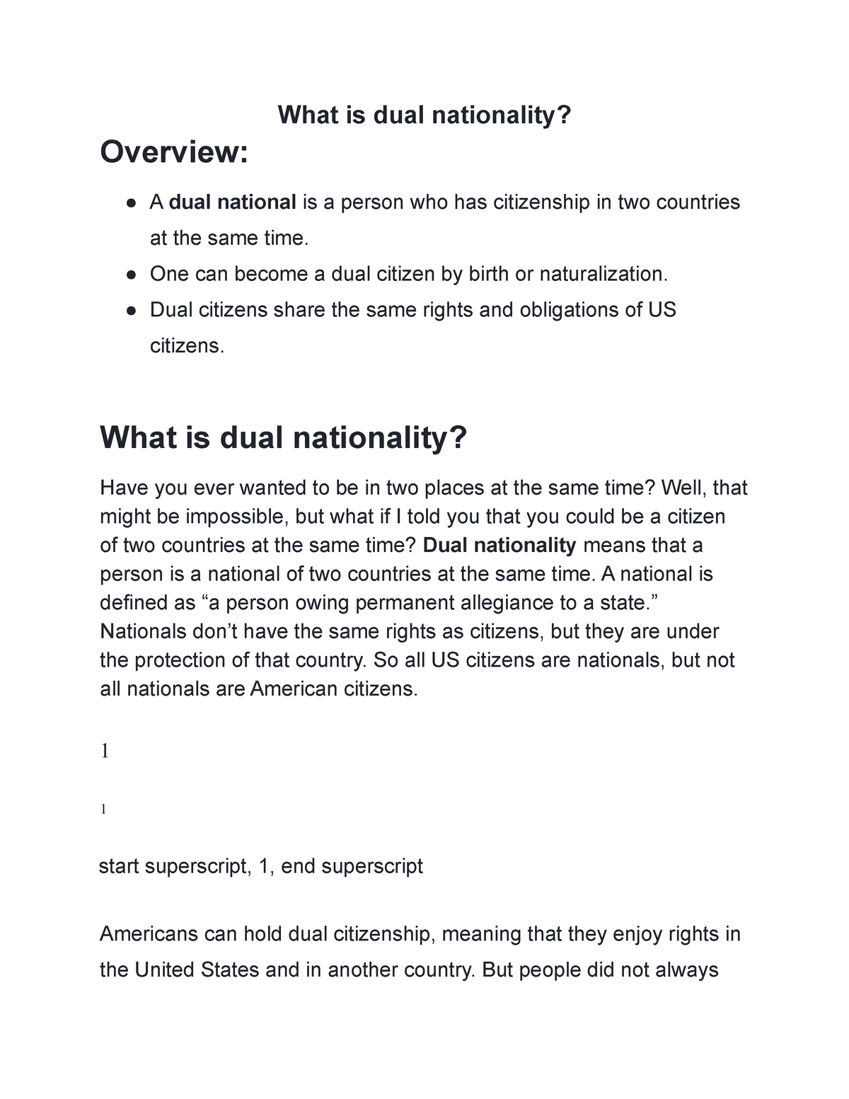 dual nationality essay