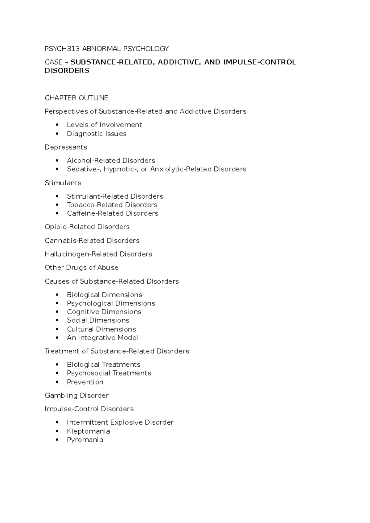 CASE Substance Related Addictive AND Impulse Control Disorders ...