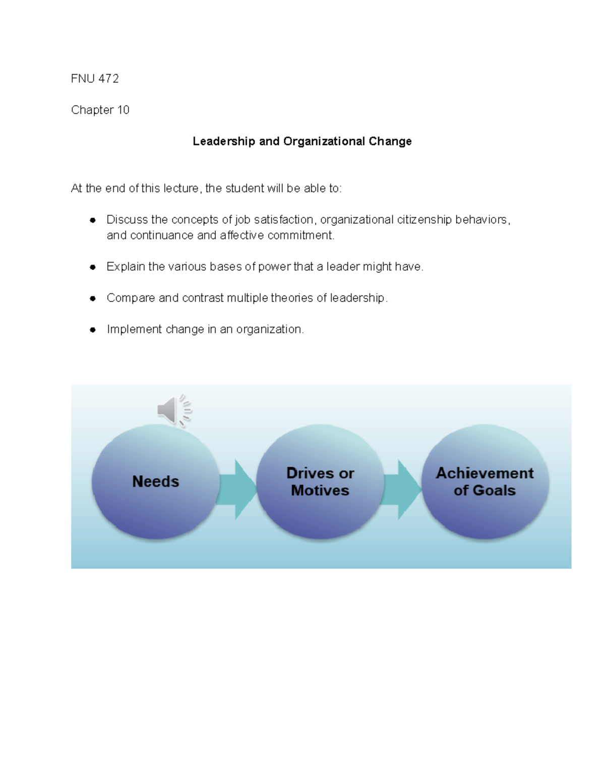 FNU 472 Chapter 10 - FNU 472 Chapter 10 Leadership and Organizational ...