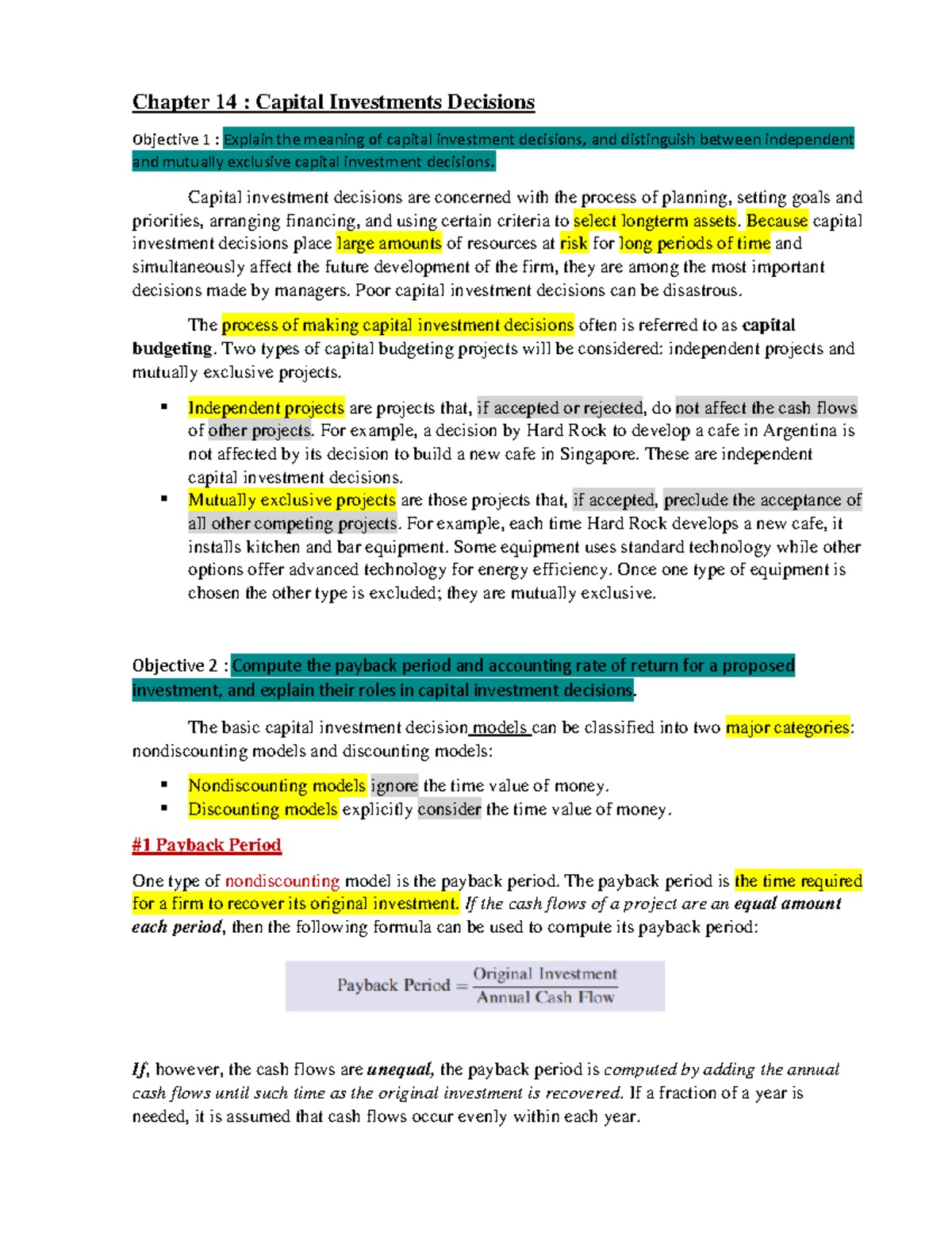 Capital investment decision Capital investment decisions are