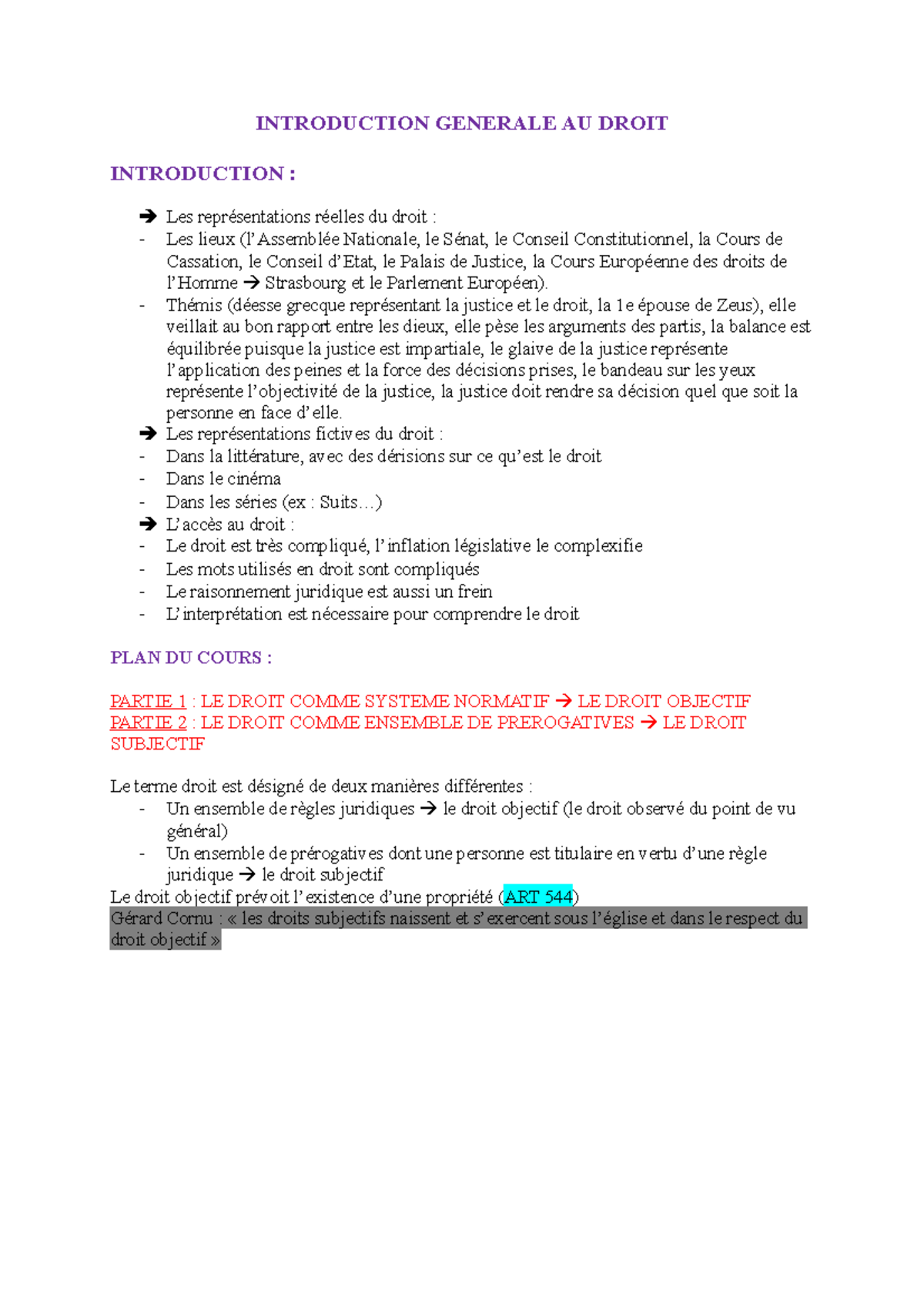 Titre 1 chapitre 1 - INTRODUCTION GENERALE AU DROIT INTRODUCTION : Les ...
