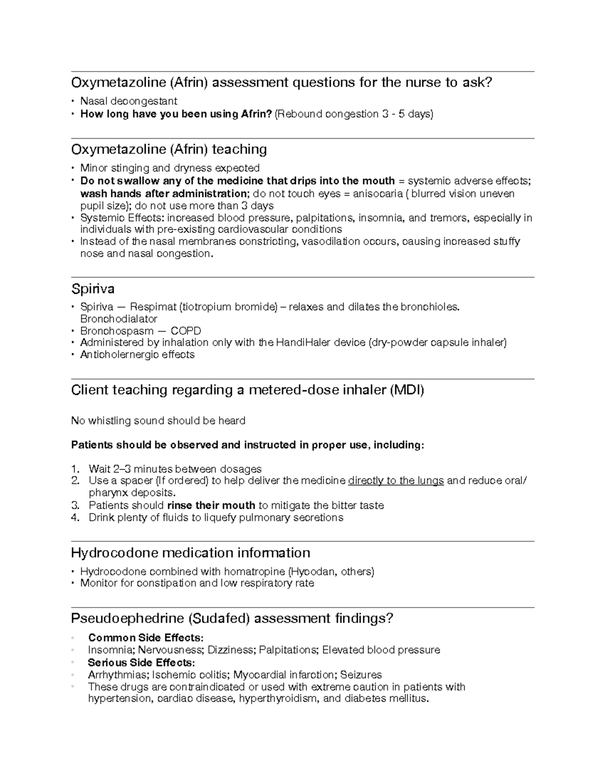 Study - weekly blueprint - Oxymetazoline (Afrin) assessment questions ...