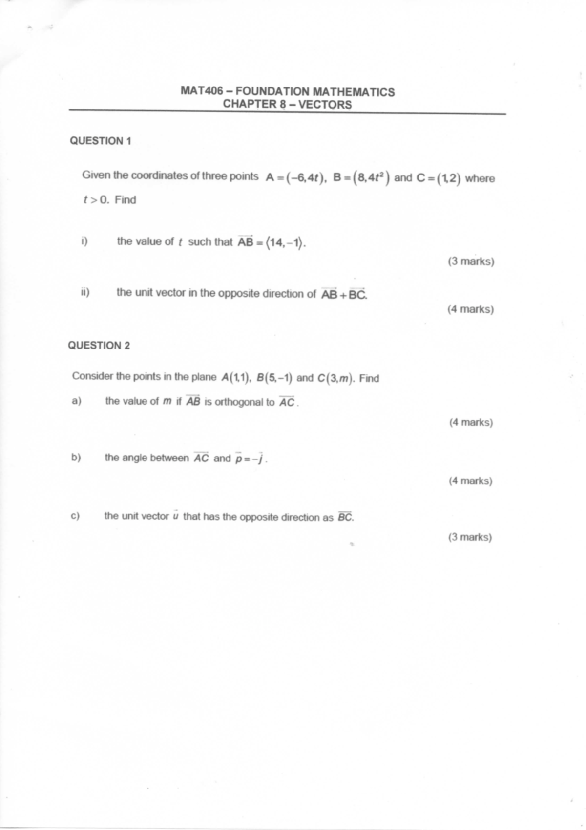 MAT406-chapter 8-vectors-answer - Mechanical and Electrical Engineering ...