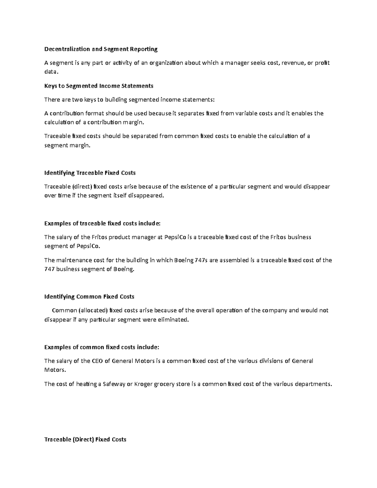 Ch-2 Review - Decentralization and Segment Reporting A segment is any ...
