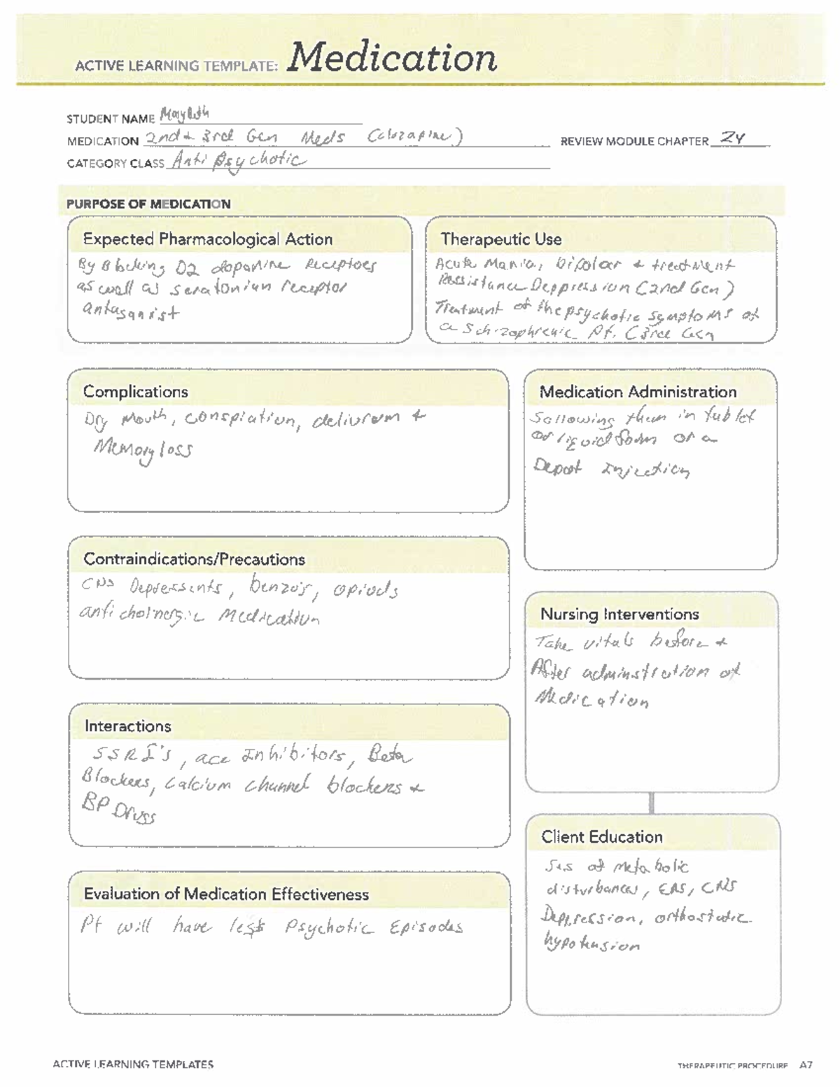 DOC - hand written concepts - ACTIVE LEARNING TEMPLATE: Medication ...