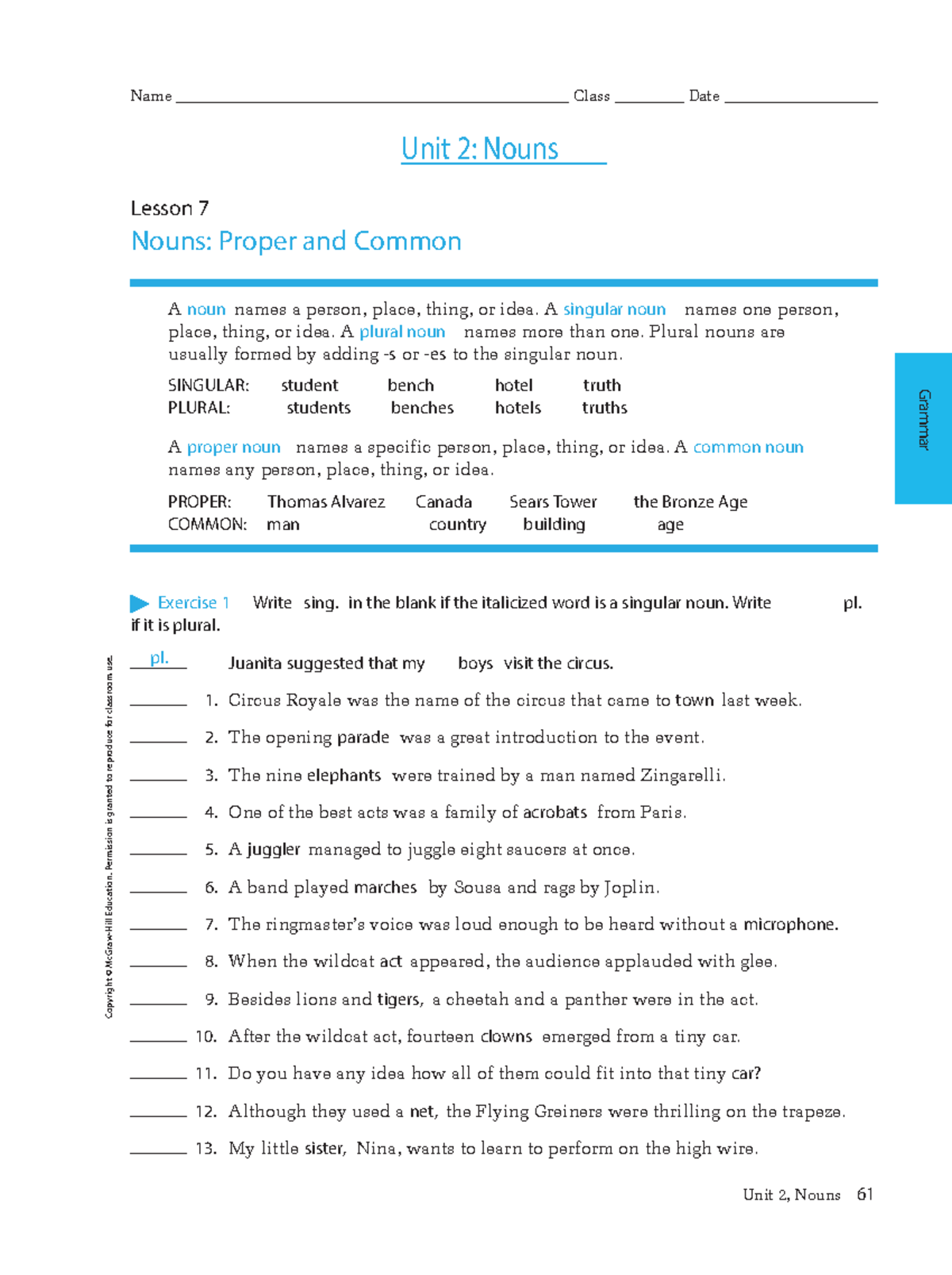 Aaliyah Abrams - Unit 2 Nouns. Bell Ringer - Unit 2: Nouns Lesson 7 ...