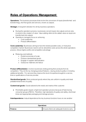 business studies operations case study