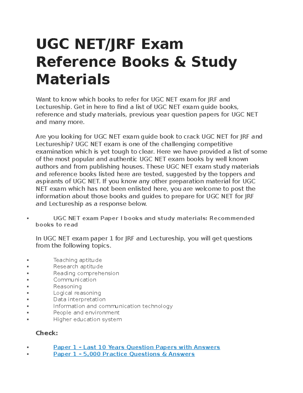Pdfcoffee Abc UGC NET/JRF Exam Reference Books & Study Materials Want to know which books to
