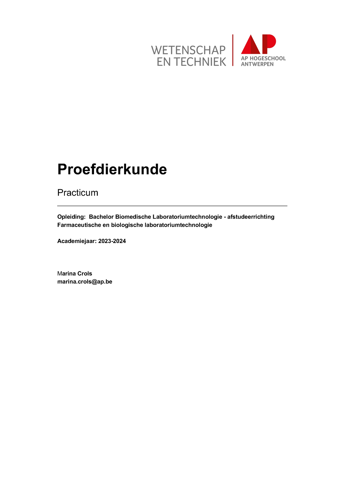 23-24 PR1 Opdracht - Proefdierkunde Practicum Opleiding: Bachelor ...