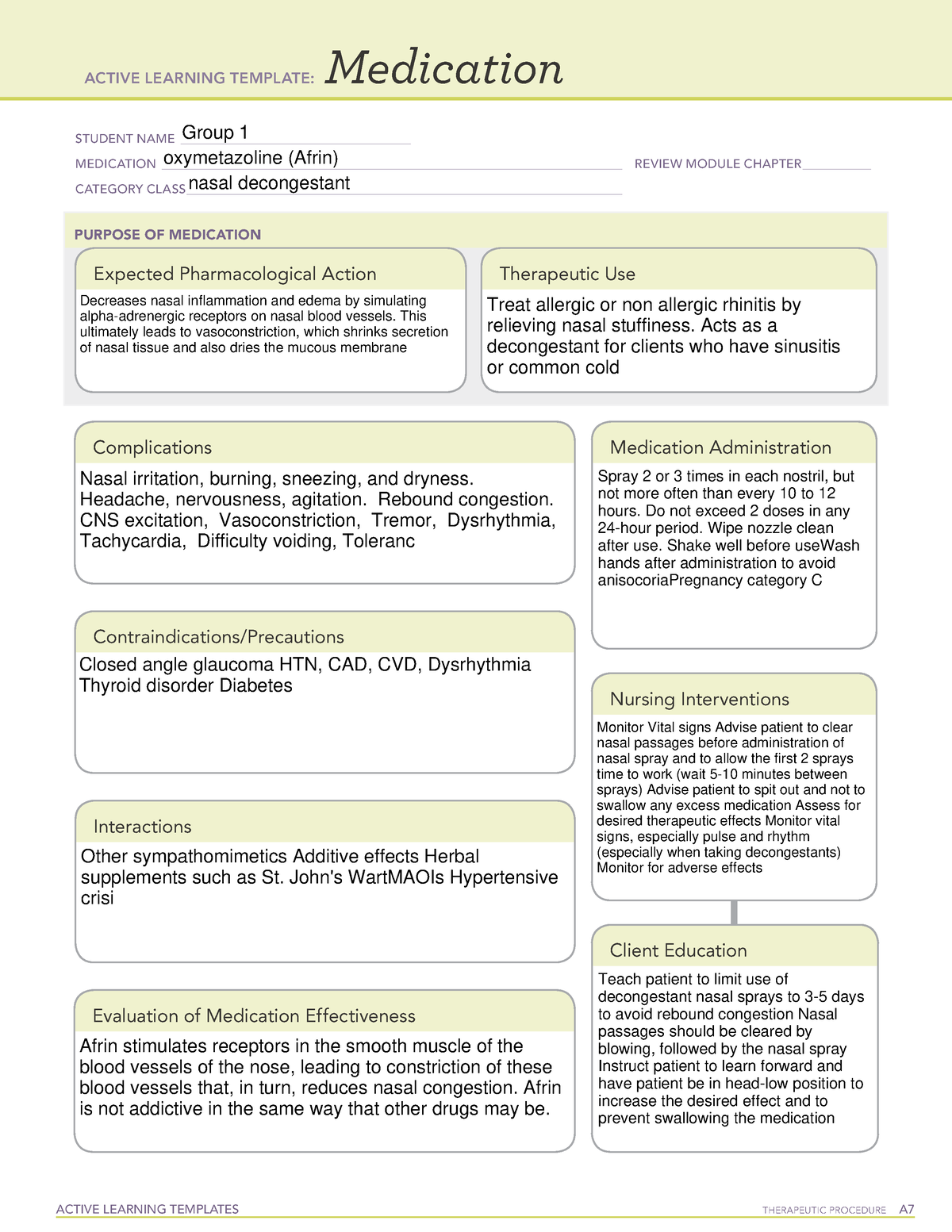 Oxymetazoline (Afrin))2 - ACTIVE LEARNING TEMPLATES TherapeuTic ...