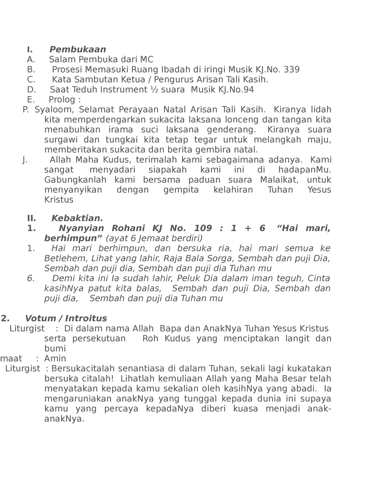 1 - Sdfsdf - I. Pembukaan A. Salam Pembuka Dari MC B. Prosesi Memasuki ...