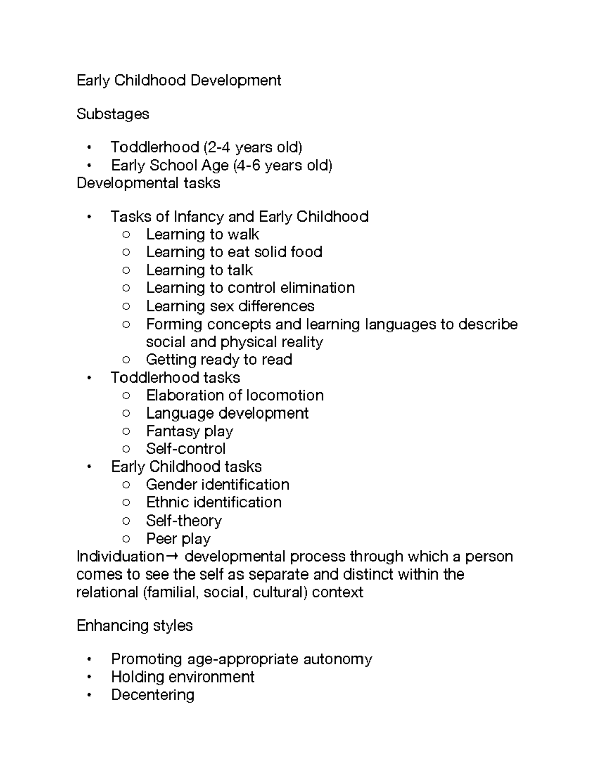 HDFS 1070 CH. 6 SHANNON WEAVER Early Childhood Development