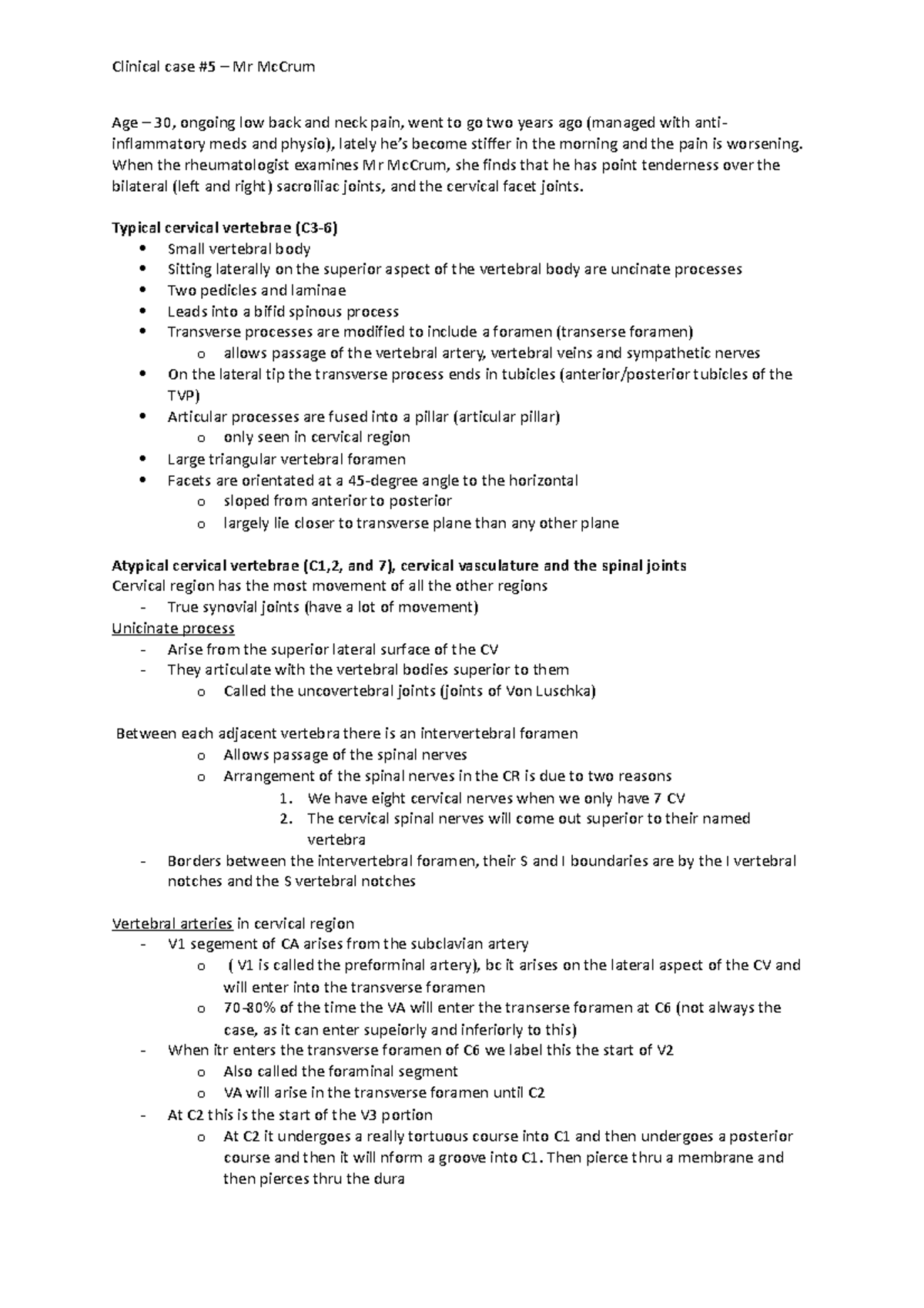 Case Study 5 - Mr Mccrum Medical Anatomy - Age – 30, Ongoing Low Back 