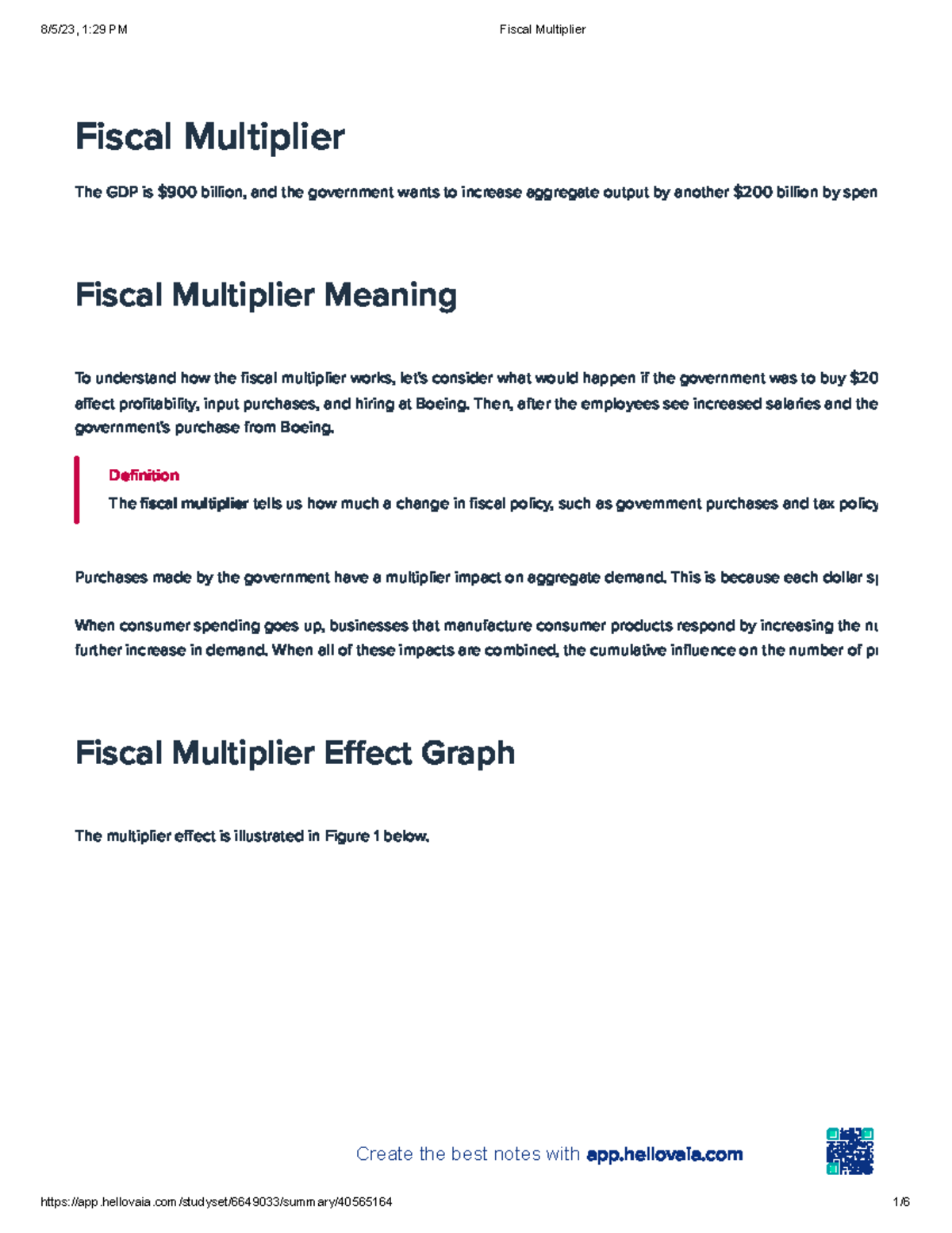 Fiscal Multiplier - Create the best notes with app.hellovaia Fiscal ...