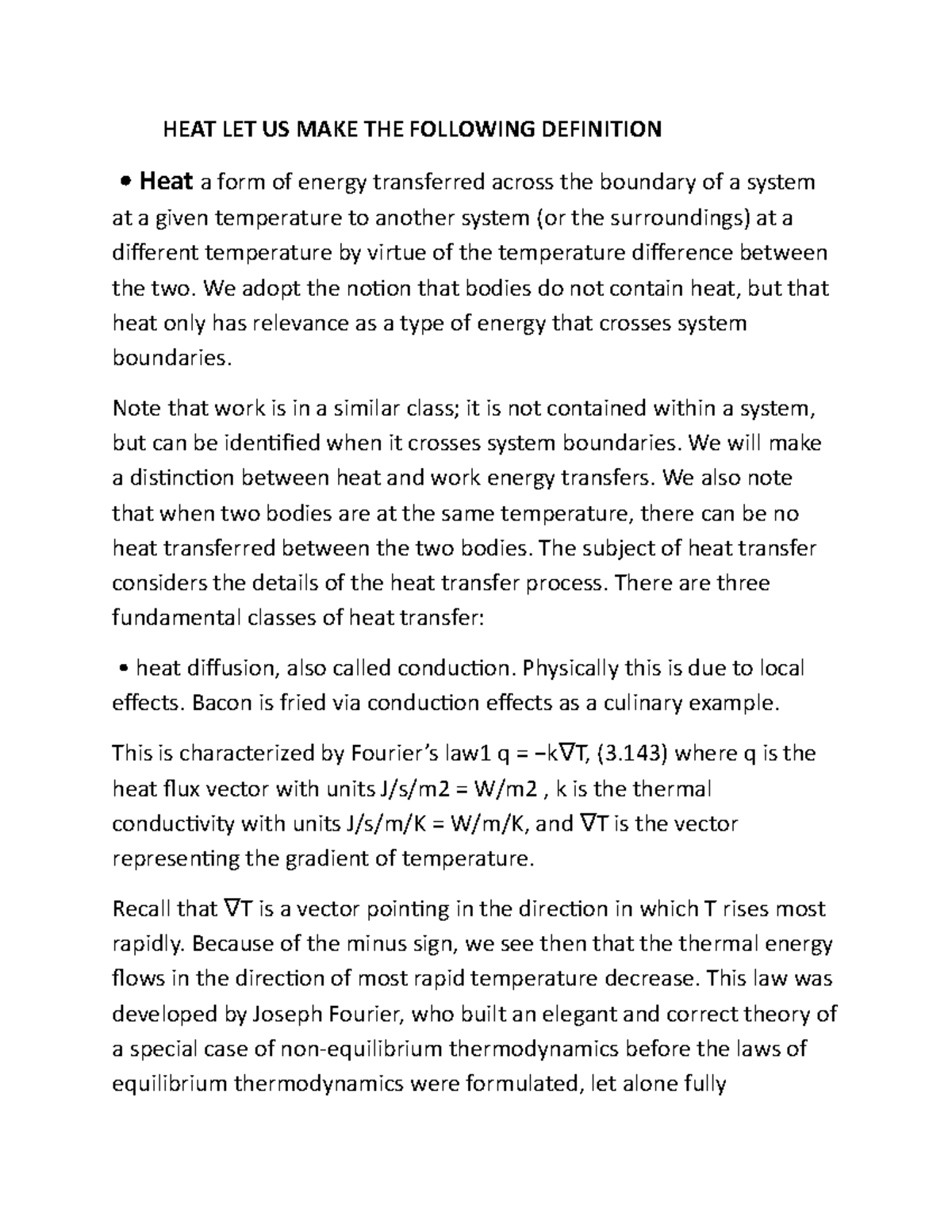 HEAT LET US MAKE THE Following Definition HEAT LET US MAKE THE