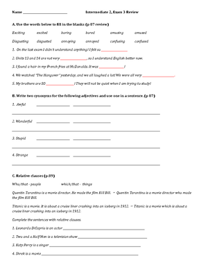 EXAM 3 Review Sheet - docuemtno - Names: Tamay Chachalo and Bethsabé ...