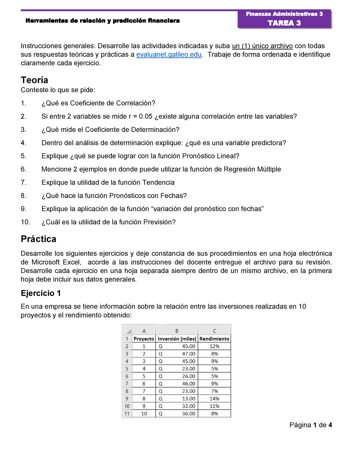 Finanzas Administrativas 3 Guia Tarea 3 Galielo Herramientas De Relación Y Predicción 5647