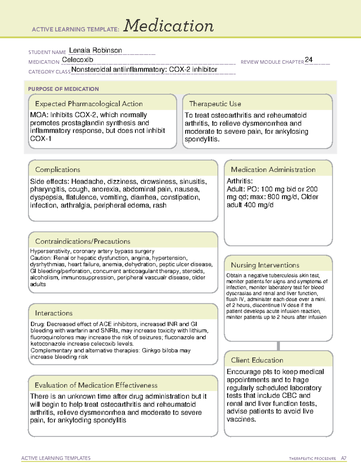 ATI Celecoxib - Prototype drug - ACTIVE LEARNING TEMPLATES THERAPEUTIC ...