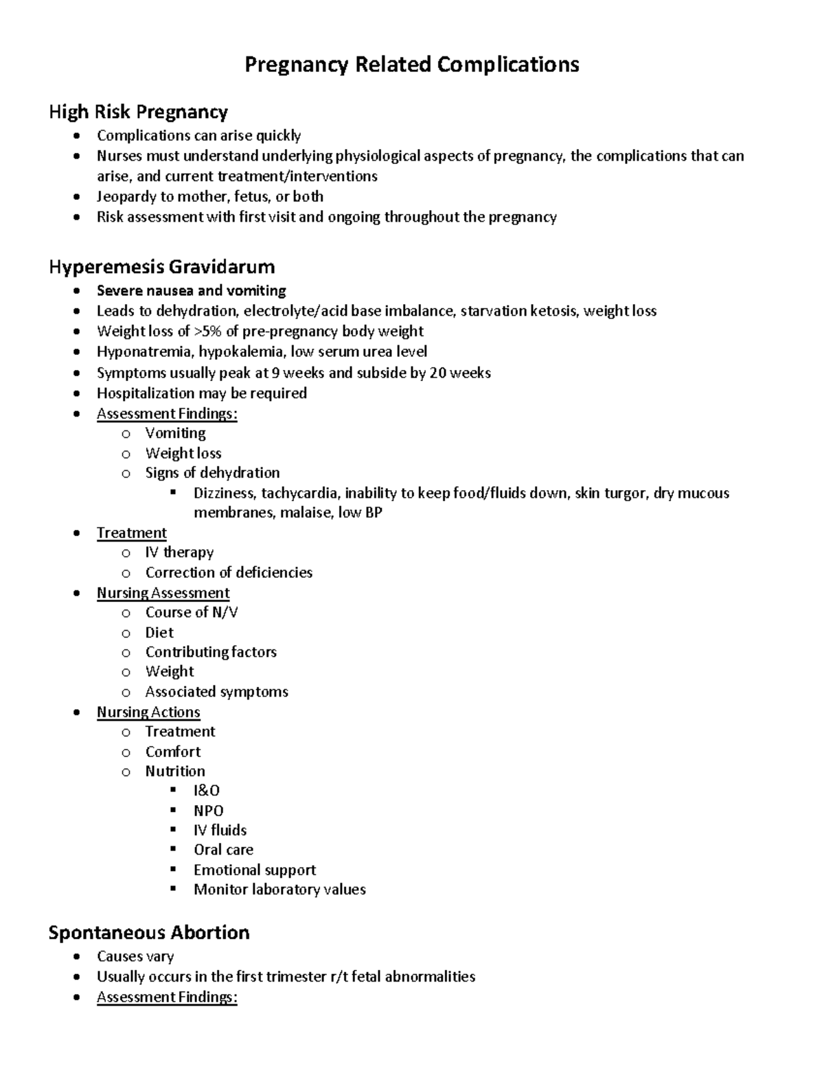 Pregnancy Related Complications - Studocu