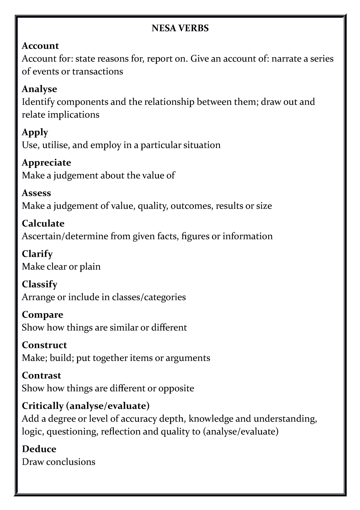 nesa-verbs-nesa-verbs-account-account-for-state-reasons-for-report