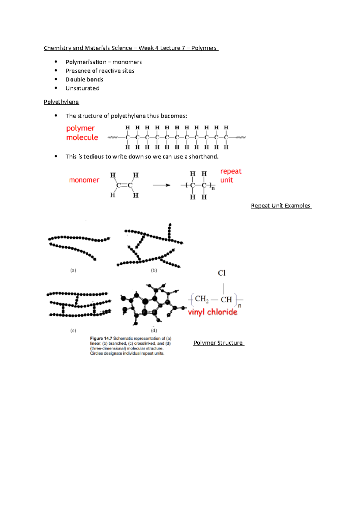 Week 4 Lecture 7 Notes - Chemistry And Materials Science – Week 4 ...