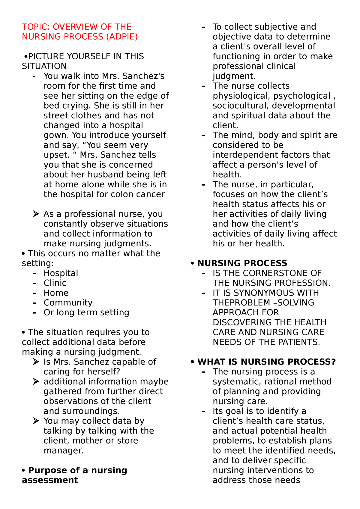 Ha Lec Adpie - Topic: Overview Of The Nursing Process (adpie) Picture 