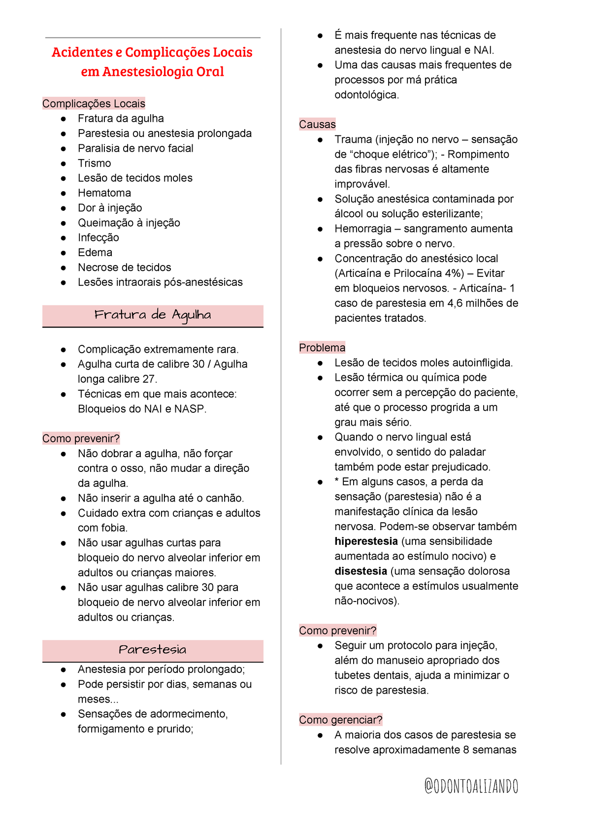 Acidentes E Complica Es Locais Em Anestesiologia Oral Acidentes