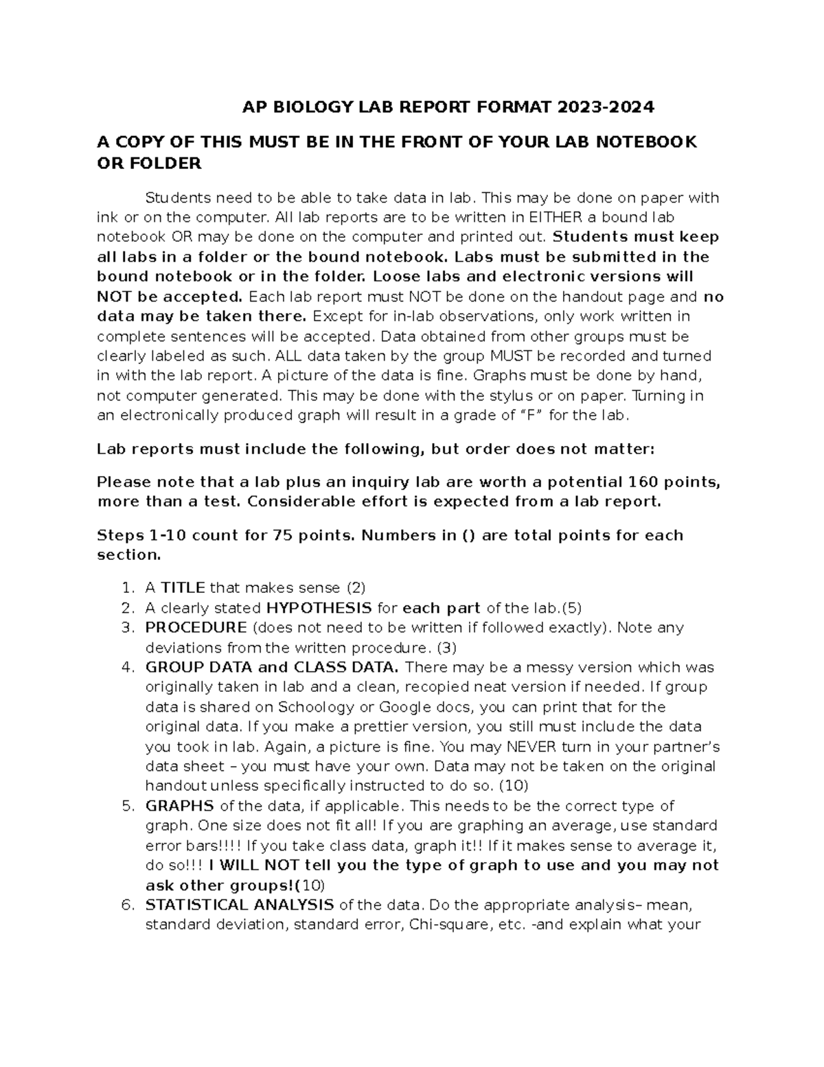 Ap+ Biology+lab+ Report+ Format - Ap Biology Lab Report Format 2023- A 